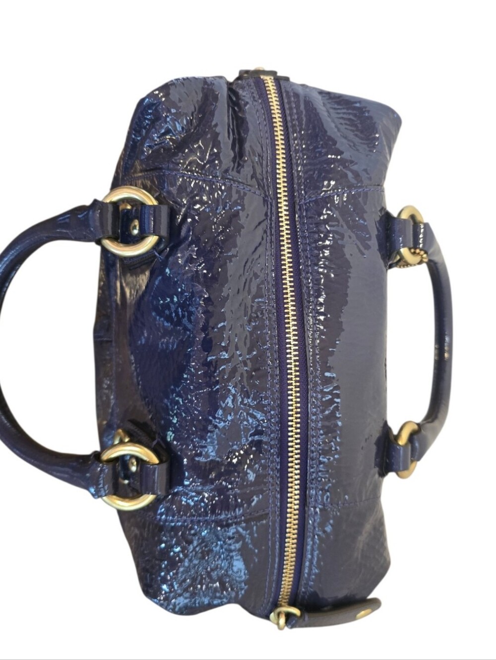 Coach Madison Sabrina Deep Plum Purple Crinkled Patent Leather Satchel - Picture 11 of 16